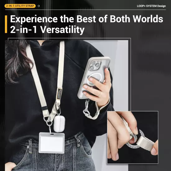 2-In-1 Cell Phone Lanyard - Universal Crossbody Phone Strap & Wrist Strap with B