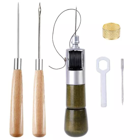 Leather Sewing Tool Kit With Hand Speedy Stitcher Sewing Awl Needle Waxed Thread