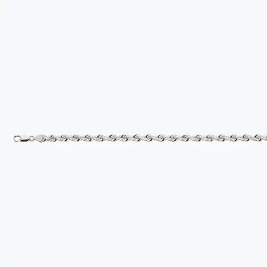 10k White Gold 1mm-12mm Solid D/Cut Rope Chain Necklace Bracelet Size 7"-30"