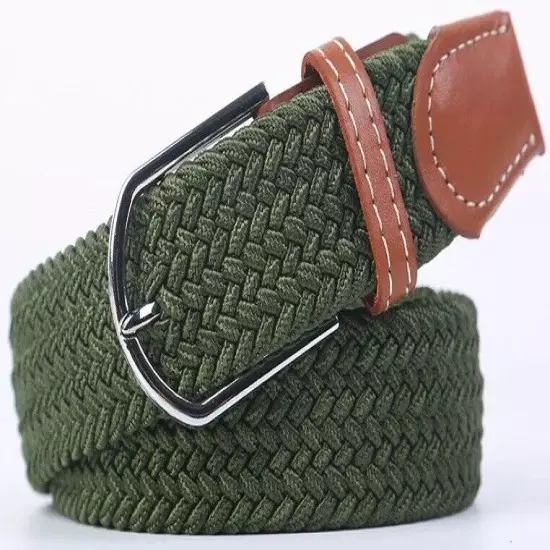 Mens Womens Belt Unisex Braided Elastic Stretch Fabric Enduring Woven Many Sizes