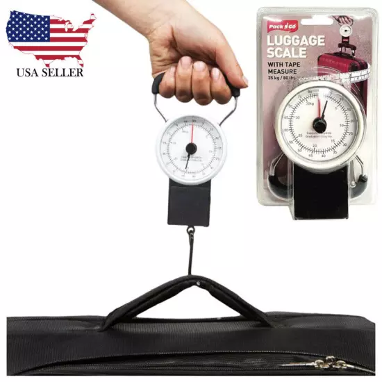 Luggage Scale 35kg 80lb Suitcase Travel Fishing Compact Weighing 1M Tape Measur