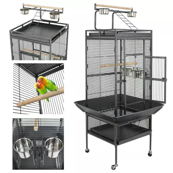 Multiple Sizes Rolling Bird Cage for Small Parrot Cockatiel Parakeet Cage Play