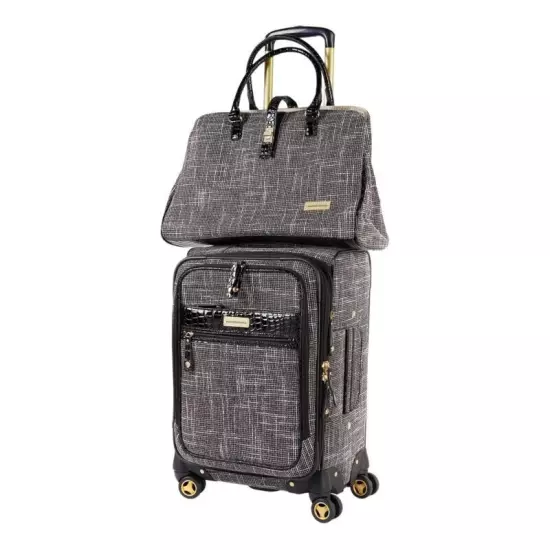 Samantha Brown Vintage 2-Piece Tweed Luggage Set - Black