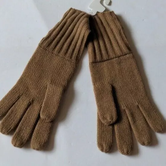 Michael Kors Camel Gold Button Stretchy Winter Gloves NWT