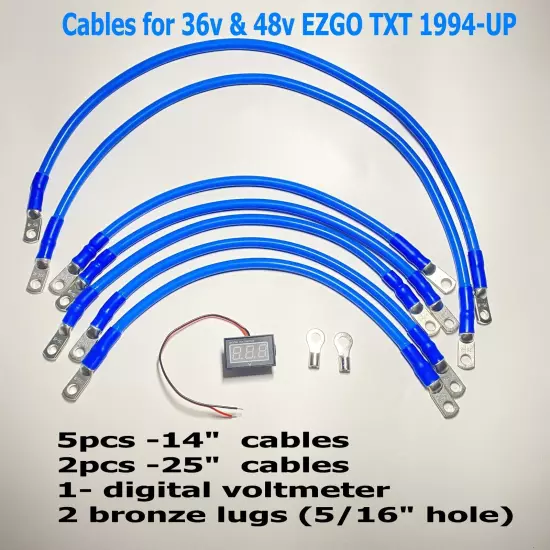 4 Gauge Golf Cart Battery Cables for 36v & 48v EZGO TXT 1994-UP w/voltmeter