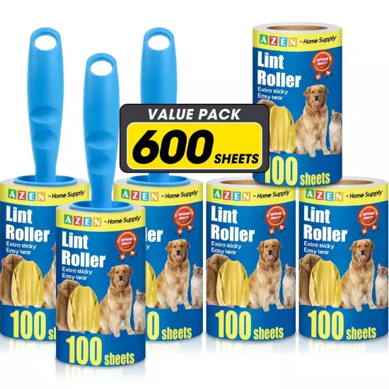 AZEN Lint Roller, Lint Rollers for Pet Hair Extra Sticky, 600 Sheets Lint Rol...