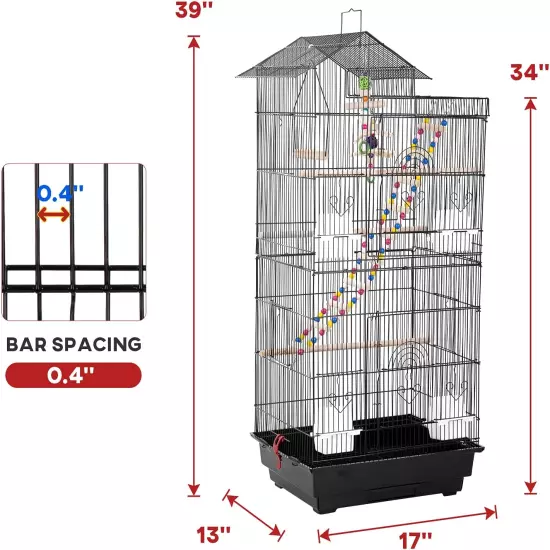 39 Inch Roof Top Large Flight Parrot Bird Cage Accessories Medium Roof Top Large