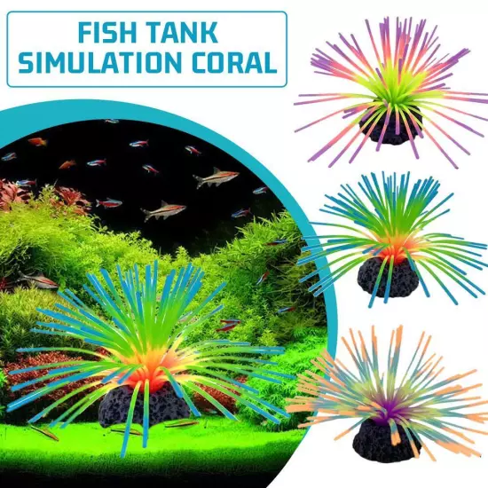 Fish Tank Simulates Coral Colourful Sea Urchin Ball Glow-in-the-dark Coral D2P1