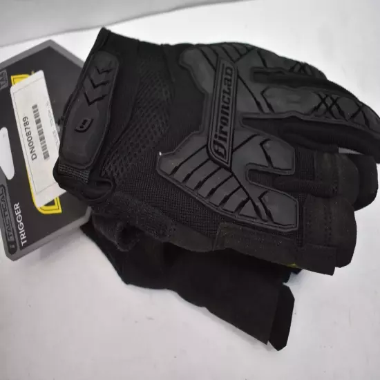 IronCLAD Tactical Trigger Gloves XL Size 9" L Black Hook & Loop Cuff Touchscreen