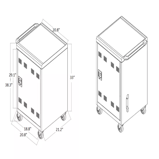 Mobile Charging Cart and Cabinet Storage for Tablets Laptops 30-Device Computers