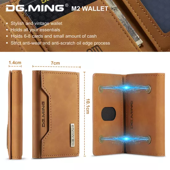 DG.MING Cowhide Leather Cash Money Card Holder Trifold Wallet