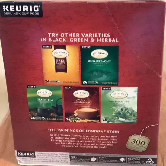 Pure Black Tea, English Breakfast, Decaffeinated, 24 K-Cup Pods, 0.11 oz Keurig