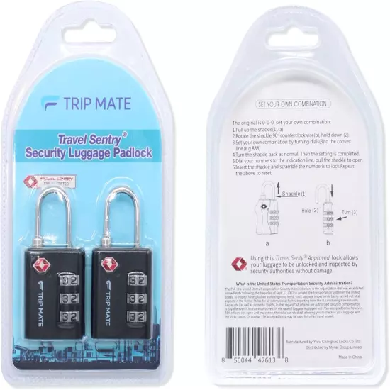 - TSA Approved Combination Luggage Locks for Travel, Gym, School Lock