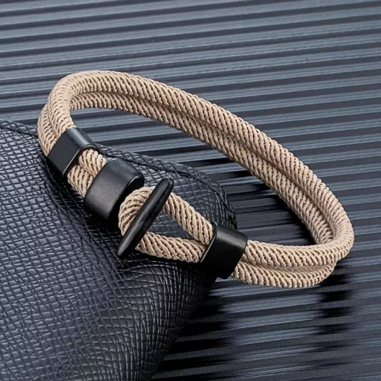 Pulsera de cuerda Náutica de doble capa para hombre accesorios de supervivencia