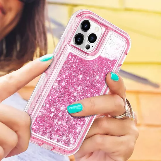 Shockproof Case For iPhone 15 14 13 12 11 Pro Max XR 8 Plus Liquid Glitter Cover