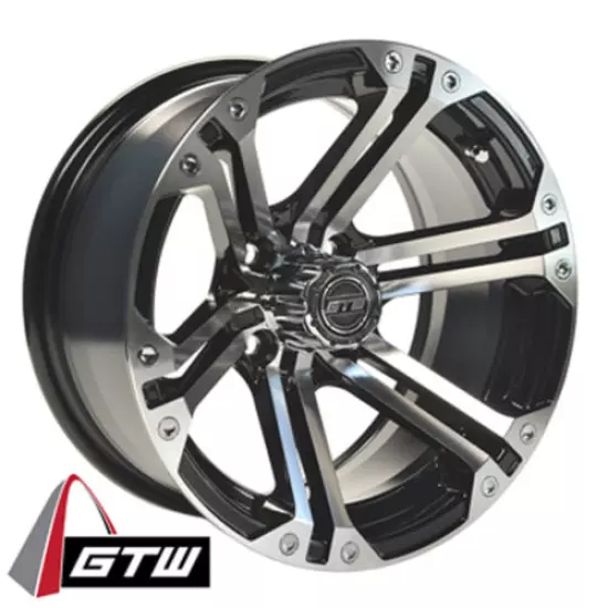 Set of 4 Golf Cart GTW Specter 14 inch Machined and Black Wheel With 3:4 Offset