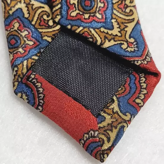 Addison on Madison Handmade Business Silk Necktie Deep Red w Medallion Pattern