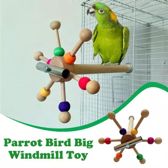 Parrot Toy With Rotating Balls Wood Interactive Bird Sale Stand Parrot N4I8