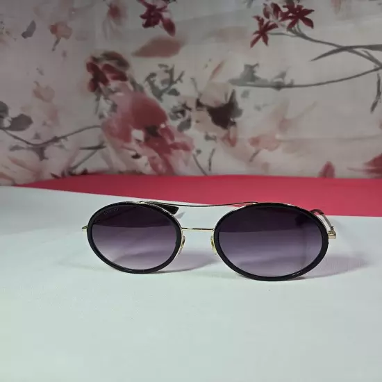 GUCCI SUNGLASSES 0061S 001 56□22ROUND GOLD BLACK FRAME WITH GREY GRADIENT LENSES