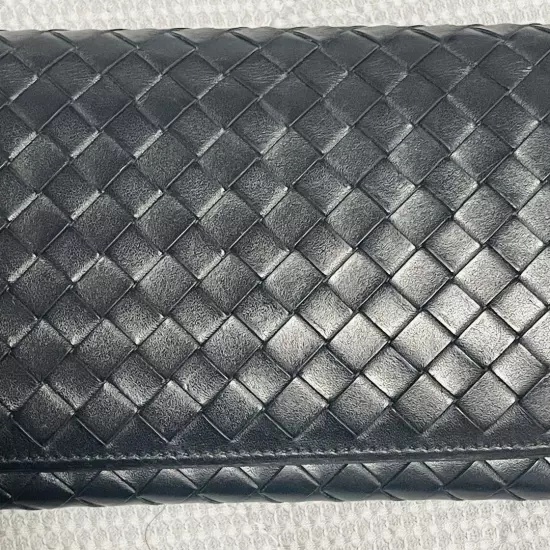 Bottega Veneta Bifold Long Wallet Intrecciato Black excellent free shipping