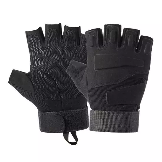 Men's Tactical Fingerless Gloves Military Combat Shooting Half Finger Gloves