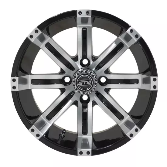 GTW Machined/Black Golf Cart Wheel | 12x7 | Centered | 4x101.6mm Bolt Pattern