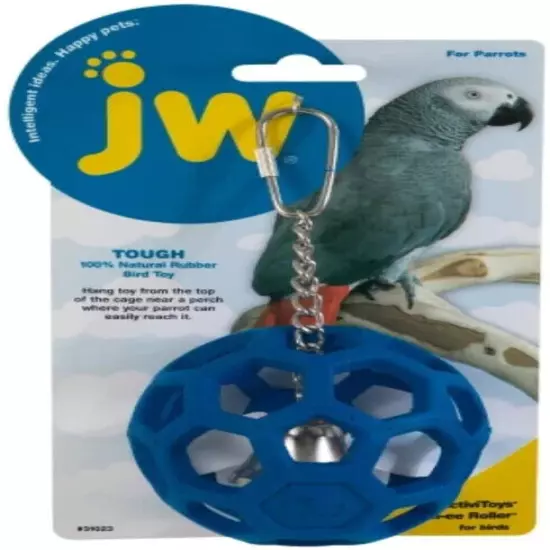 JW Pet Insight Pet Hol-ee Roller Natural Rubber Ball Parrots Forage Bird Toy Med