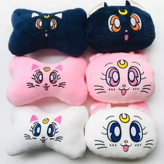 Sailor Moon Cat Neck Pillows soft Car belts Headrest Seat Head Cushion