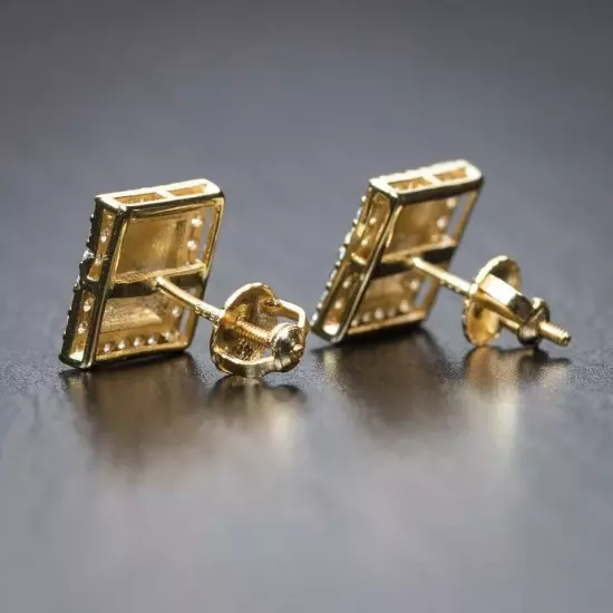 1.50 Ct Lab Created Diamond Men's Nugget Stud Earrings 14K Yellow Gold Plated