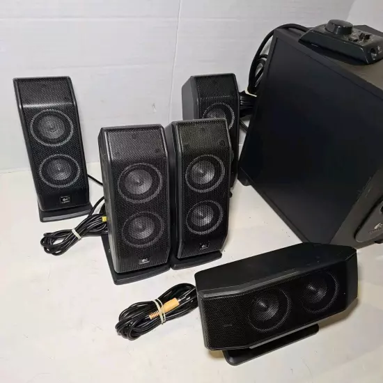 LOGITECH X-540 5.1 SURROUND SOUND SPEAKER SYSTEM W/ SUBWOOFER FULL SET COMPLETE!