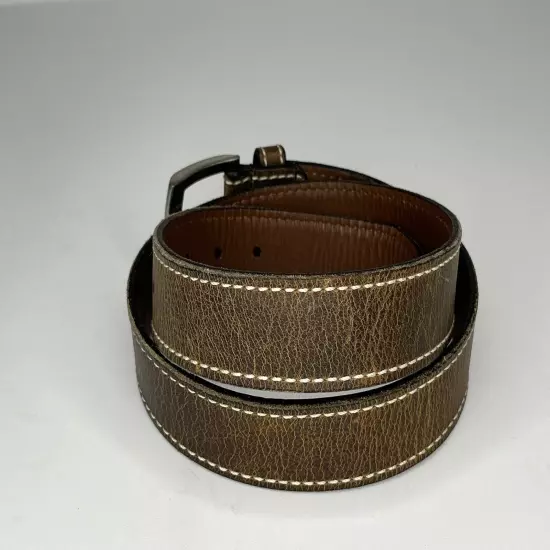 Allen Edmonds Men’s Belt Brown Leather Size 36 Brushed Nickle