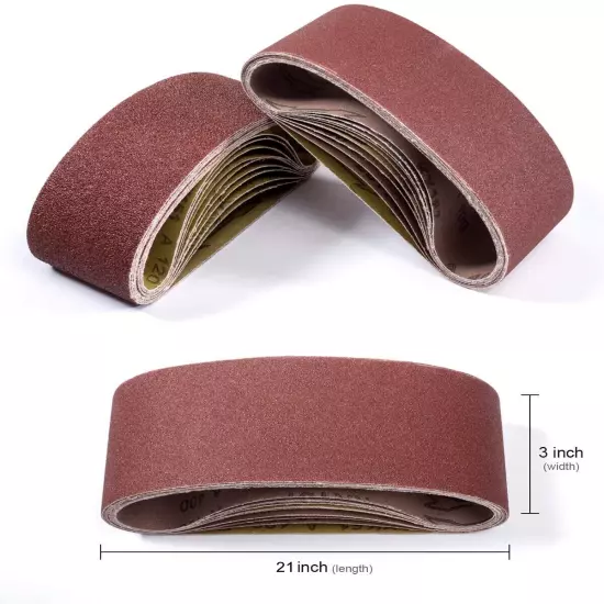 20 PACK Belt Sander Sandpaper 3"x21" Sanding Belts 40 60 80 120 150 240 400 Grit