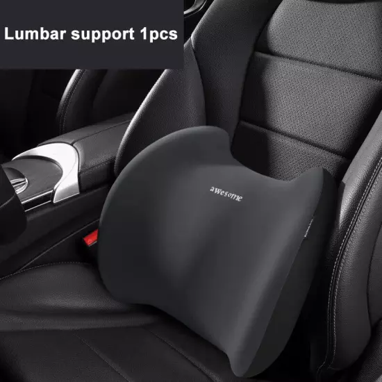 Car Leather Headrest Lumbar Support Rest Neck Pillow Back Cushion Waist Supports