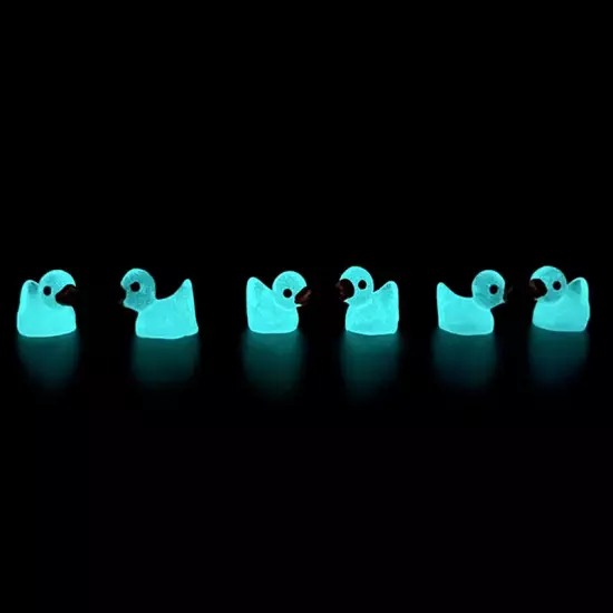 10PCS Mini Luminous Resin Ducks Glow in The Dark Miniature Ornament Tiny Duck Sn