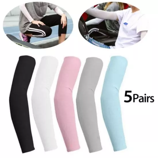 5 Pairs Cooling Sport Arm Sleeves Sun UV Protection Covers Cycling Golf Tennis