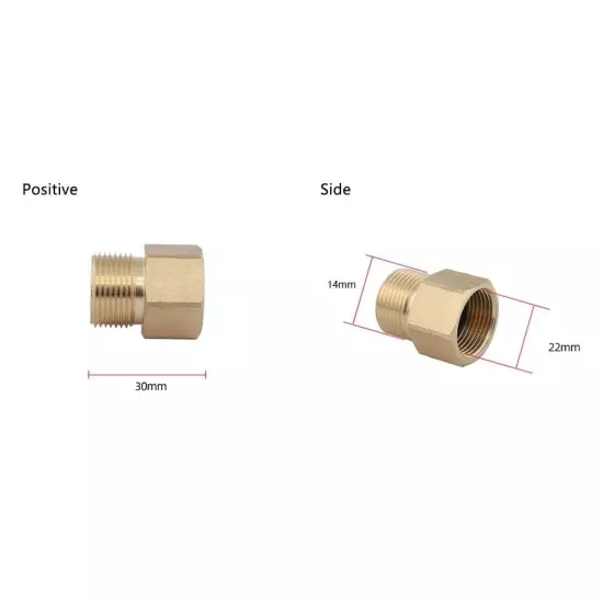 M22 22mm Female Thread to 14mm male Metric Adapter Pressure Washer Adapter Brass