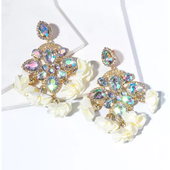 Bohemia Color Diamond Flower Female Earrings