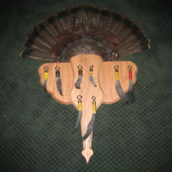 Turkey Beard Display Plaques; Solid Oak,"Jake size" holds 8 beards 