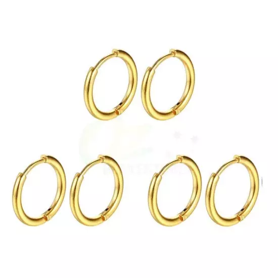 Surgical Steel 1-5PC Huggie Hoop Sleeper Ring Earrings Ear Nose Body Ring