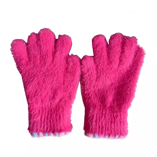 Women's Fluffy Gloves Mink Velvet Fuzzy Cozy Stretch Wrist Mittens Winter Warm