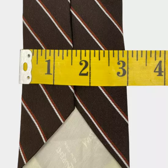 Yves Saint Laurent YSL Paris Brown Striped Vintage Necktie Silk Tie 3" x 58"