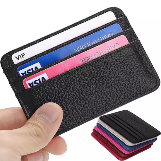 Leather Slim Minimalist Wallet for Men Women RFID Thin Credit Card Holder Wallet