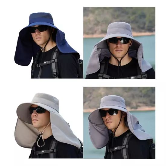 Soft Windproof Trip Sunshower Hat Head Cover Sun Protection Teesar Neck