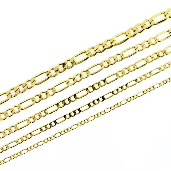 Real 10K Yellow Gold 2mm - 6.5mm Figaro Link Chain Pendant Necklace 16"- 30"