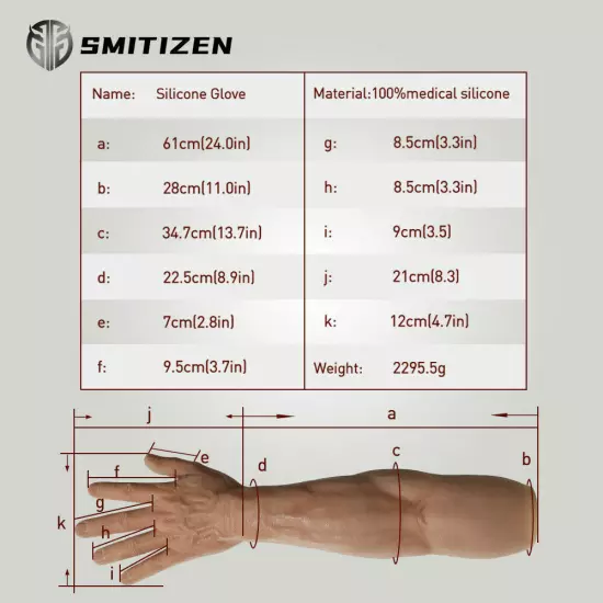 Smitizen Silicone Fake Arms Muscular Hand Gloves Cosplay Prop Costume Halloween