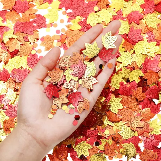 Fall Confetti Thanksgiving Maple Leaf Confetti Foil Metallic Sequins Fall Con...