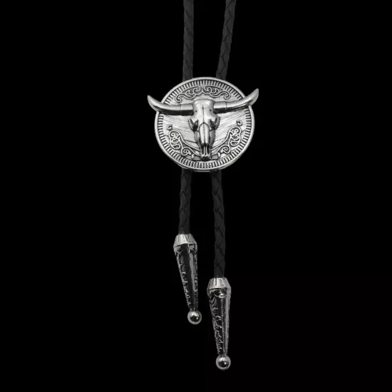 Vintage Men BOLO Tie Goat Carving Pattern Wedding Necklace Alloy Western Cowboy