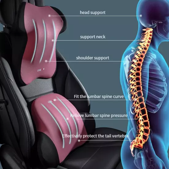 Car Booster Seat Cushion Headrest Lumbar Support Car Neck Pillow Waist Seat Pad