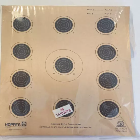 NRA Official 50-FT Small Bore Rifle Targets 20 Pack A17 Hoppe’s , Free Shipping