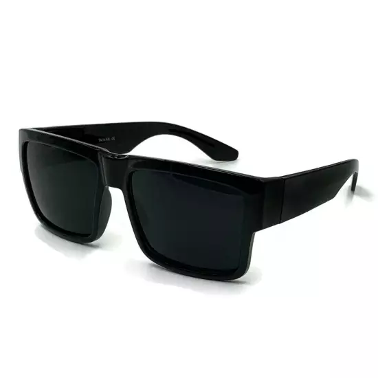 Large Square CHOLO Sunglasses Super Dark OG LOCS Style GANGSTER Style Black Kim